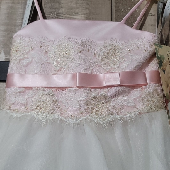 Flower girl dress pink and ivory size 4 - Picture 2 of 4